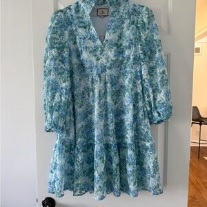 Tuckernuck Blue and Green Floral Midi Dress